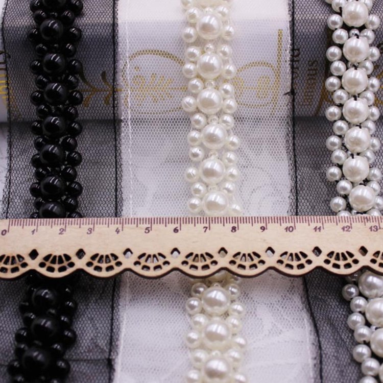 fancy handmade sewing decorative pearl lace trim for ladies clothing