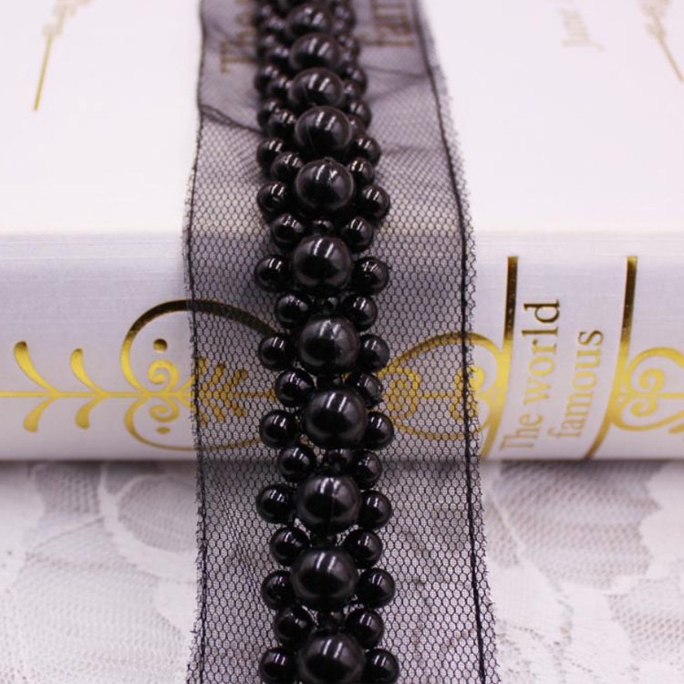 fancy handmade sewing decorative pearl lace trim for ladies clothing
