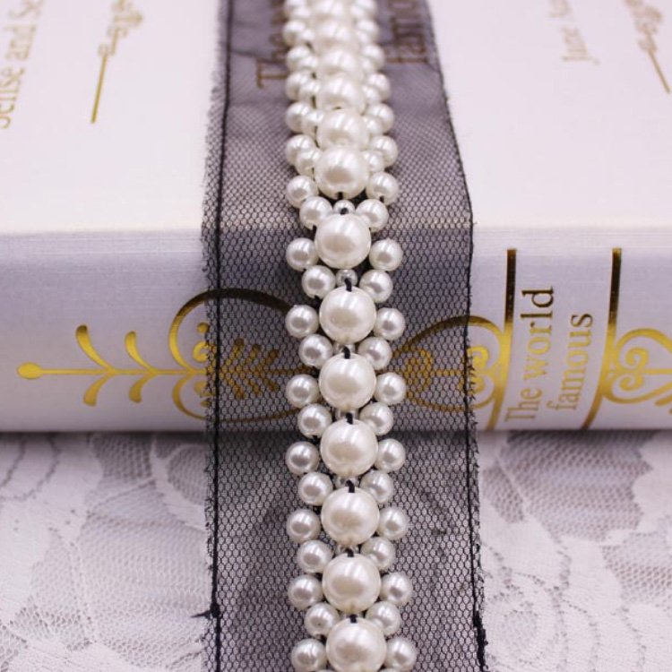 fancy handmade sewing decorative pearl lace trim for ladies clothing