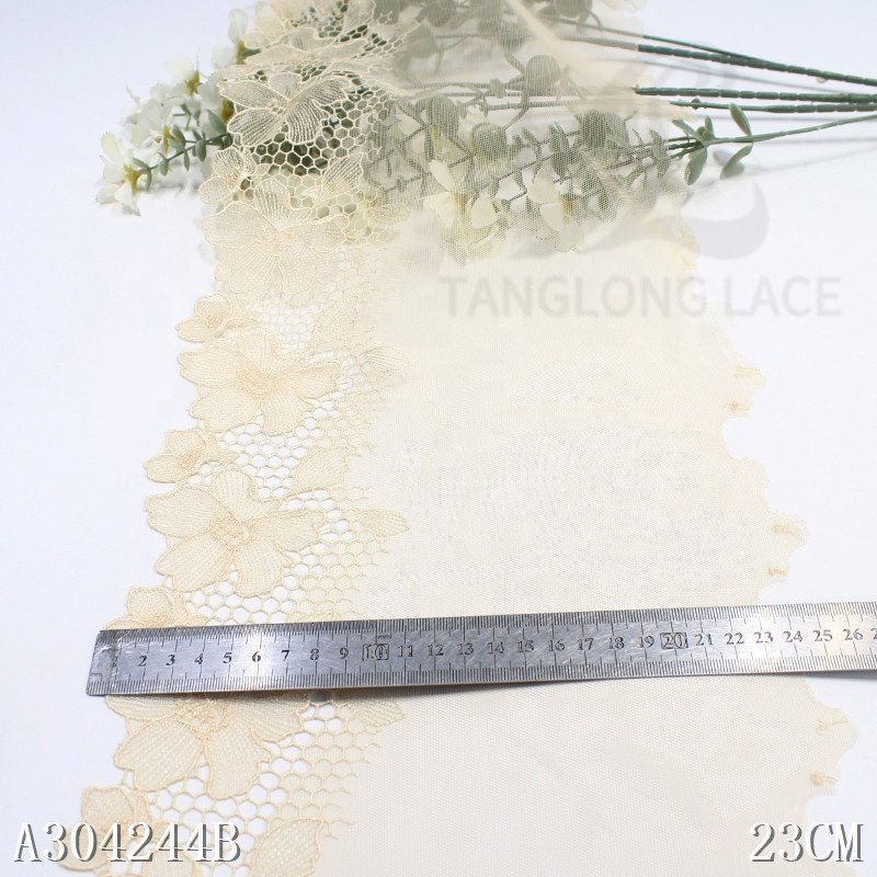 Custom Colors Delicate Shiny Flowers Tulle Embroidery Mesh Water-soluble Edge Lace Trim For Women Dress Garment