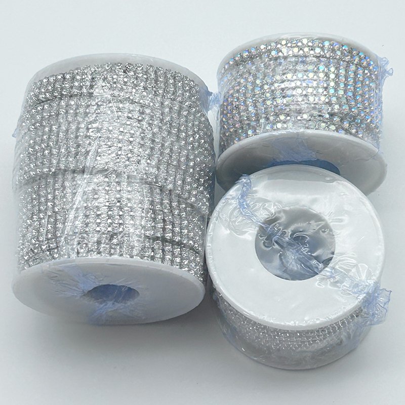 Crystal 1 2 3 Rows Glass Rhinestone cup chain Sew on Rhinestone Trim for DIY Clothing Decoration