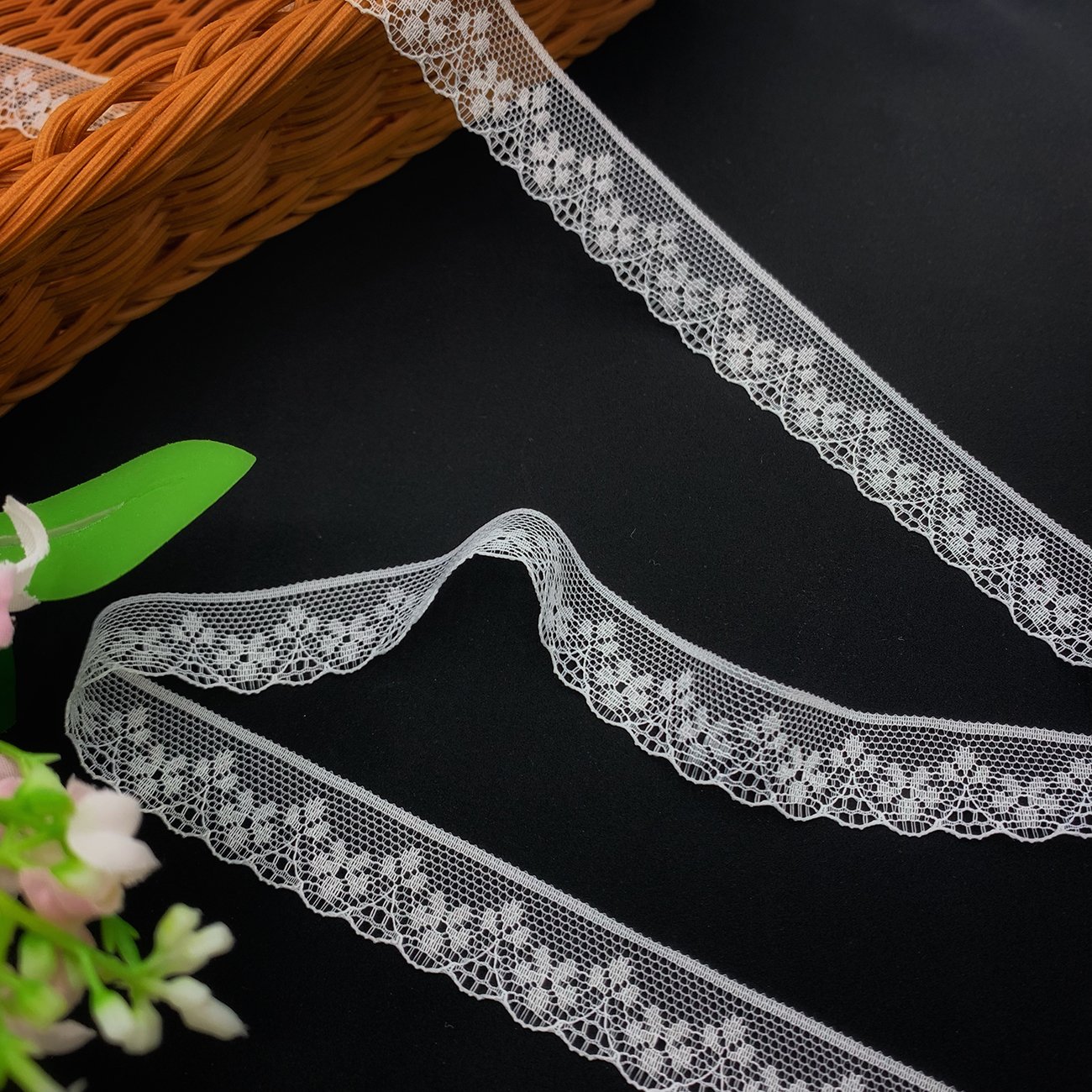 High Quality mesh no elastic lace white embroidery lace trim for garment