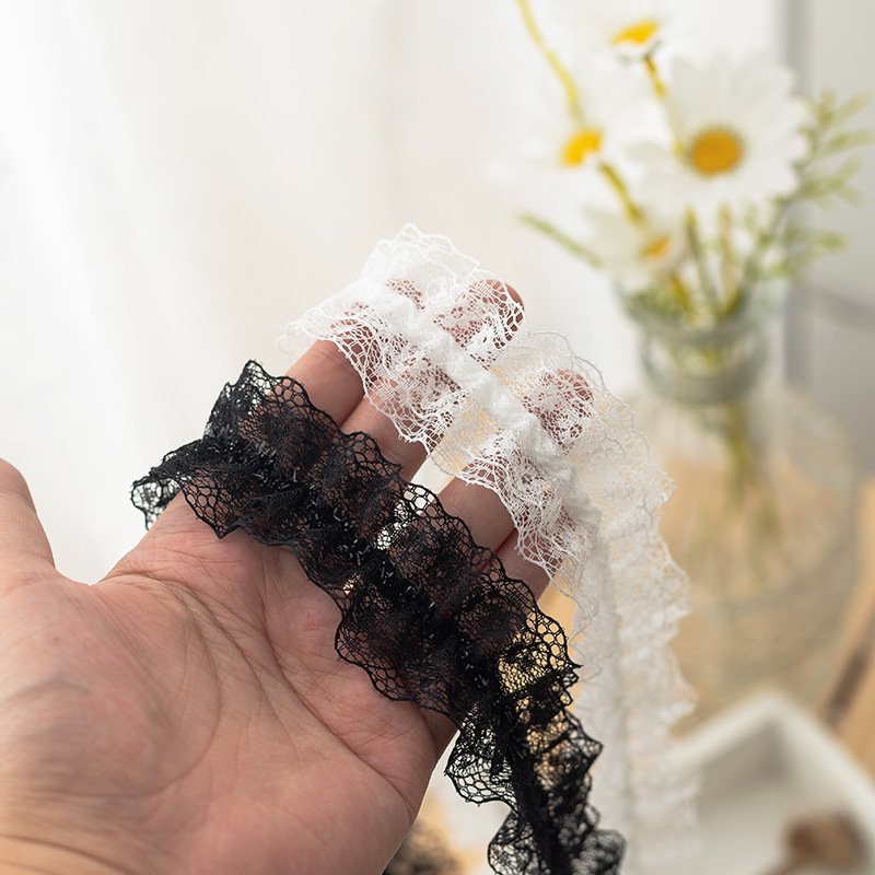 4cm Frilly Elastic Picot Edge Stretch Lace Soft Elastic Ribbon Webbing Lace Trim Baby Stretch Headbands For Sewing DIY Crafts