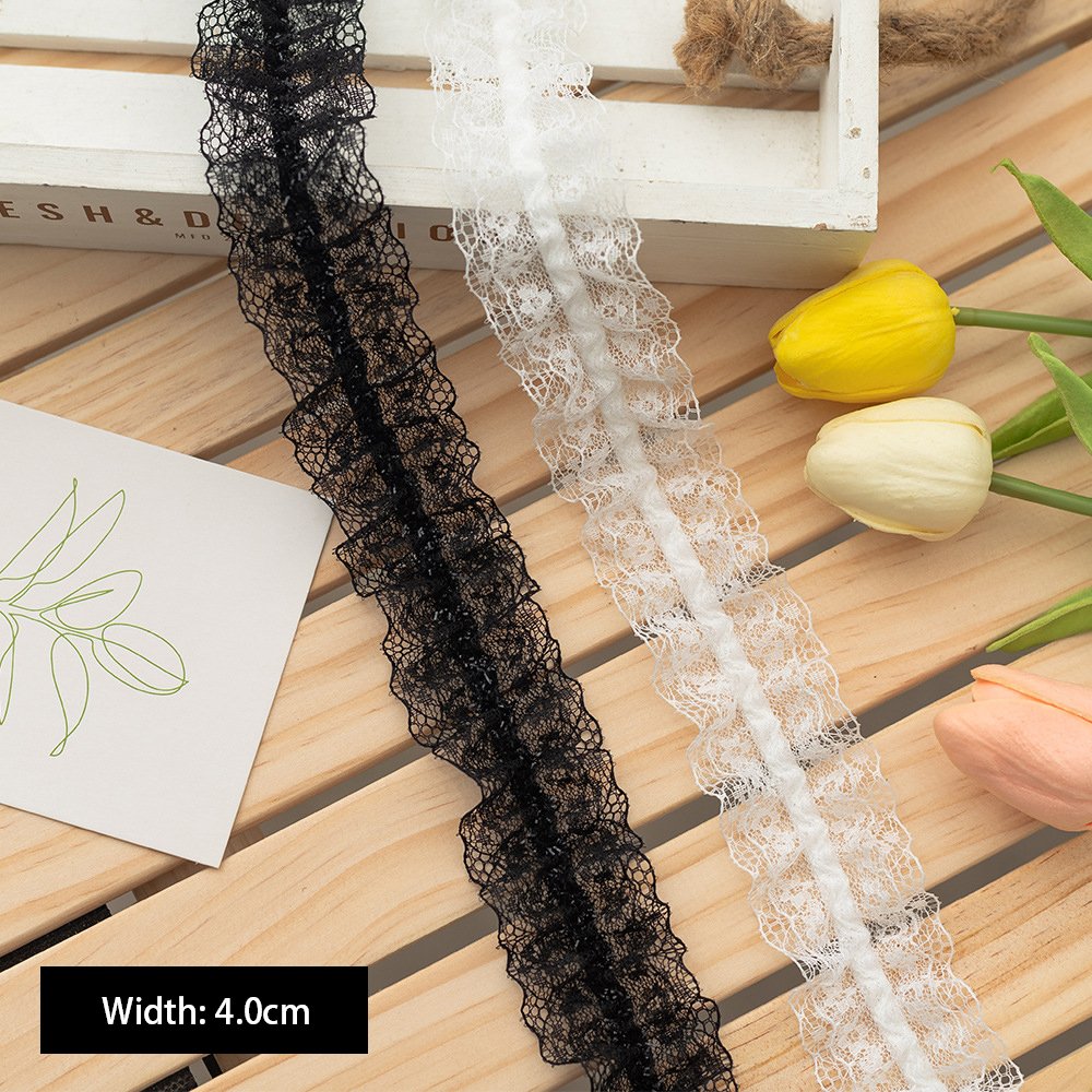 4cm Frilly Elastic Picot Edge Stretch Lace Soft Elastic Ribbon Webbing Lace Trim Baby Stretch Headbands For Sewing DIY Crafts