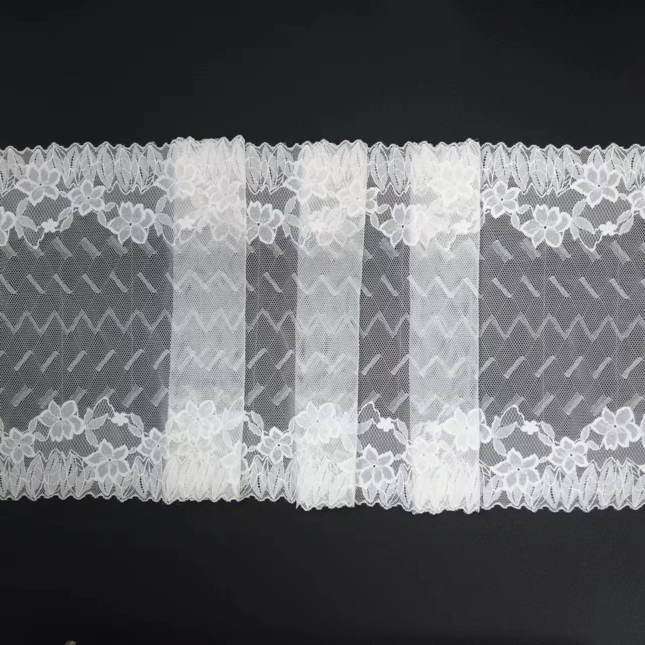 White Elastic Voile Nylon Spandex Lace Fabric Trim for Women's Fancy Underwear High Quality Lace Product