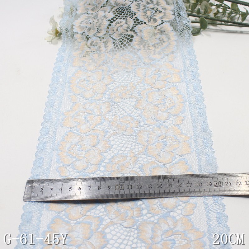 Wholesale Factory soft 20cm wide colorful flower Stretch Spandex Elastic Nylon Tricot Lace Trim quality fabric for underwear