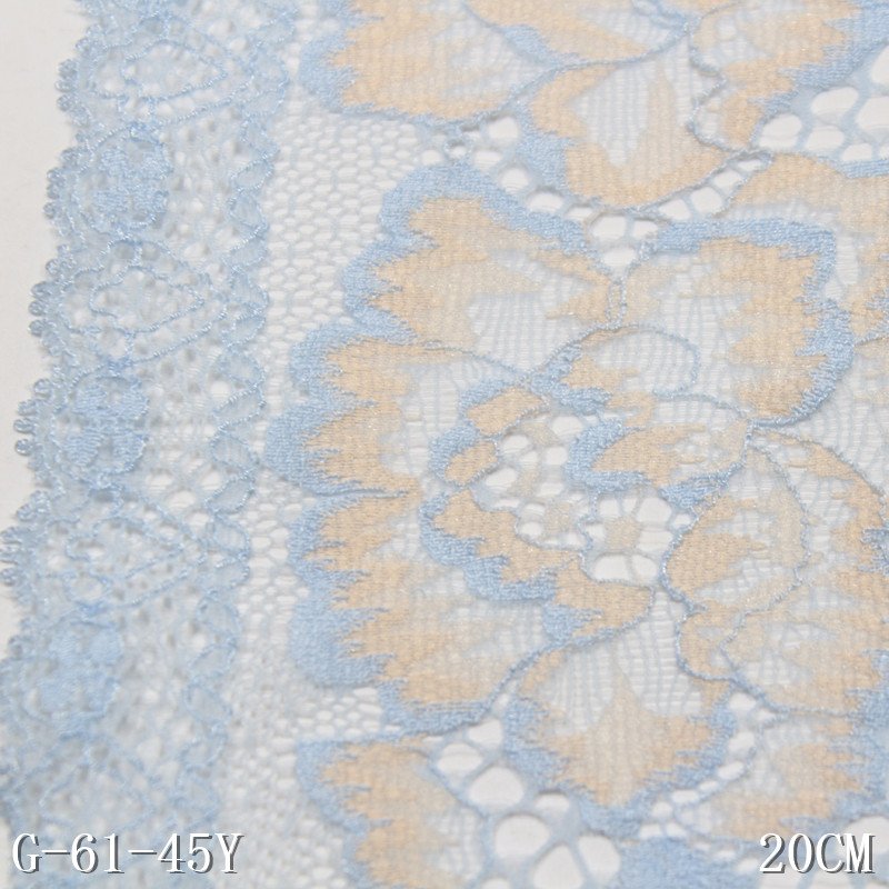 Wholesale Factory soft 20cm wide colorful flower Stretch Spandex Elastic Nylon Tricot Lace Trim quality fabric for underwear