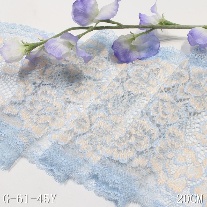 Wholesale Factory soft 20cm wide colorful flower Stretch Spandex Elastic Nylon Tricot Lace Trim quality fabric for underwear