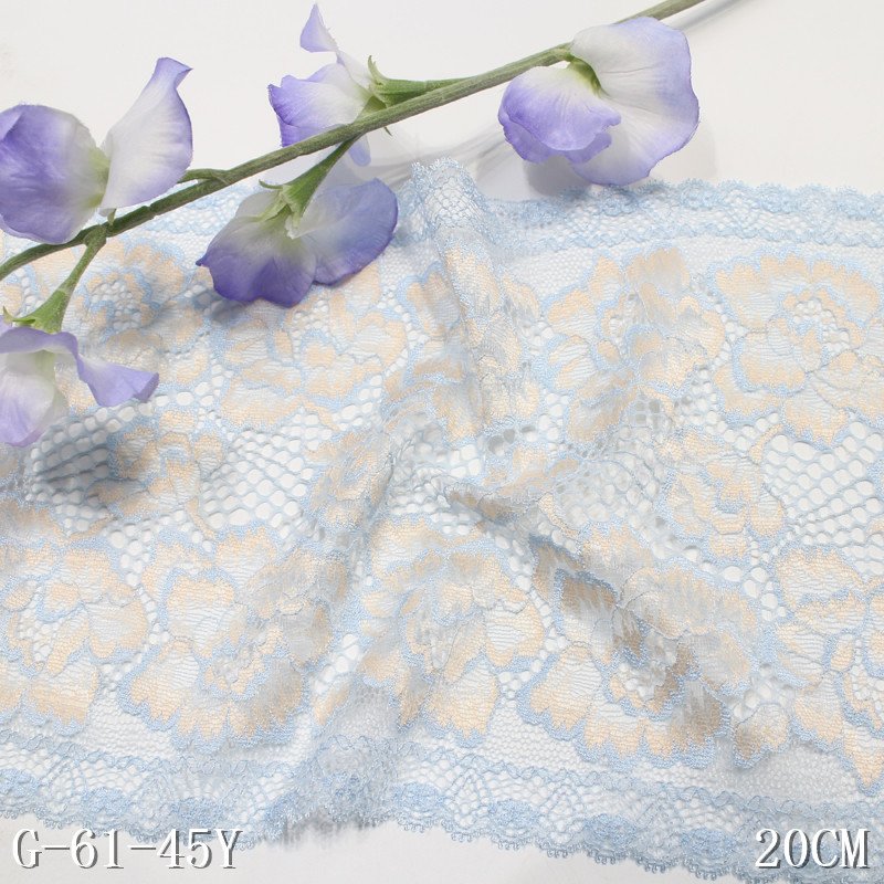 Wholesale Factory soft 20cm wide colorful flower Stretch Spandex Elastic Nylon Tricot Lace Trim quality fabric for underwear