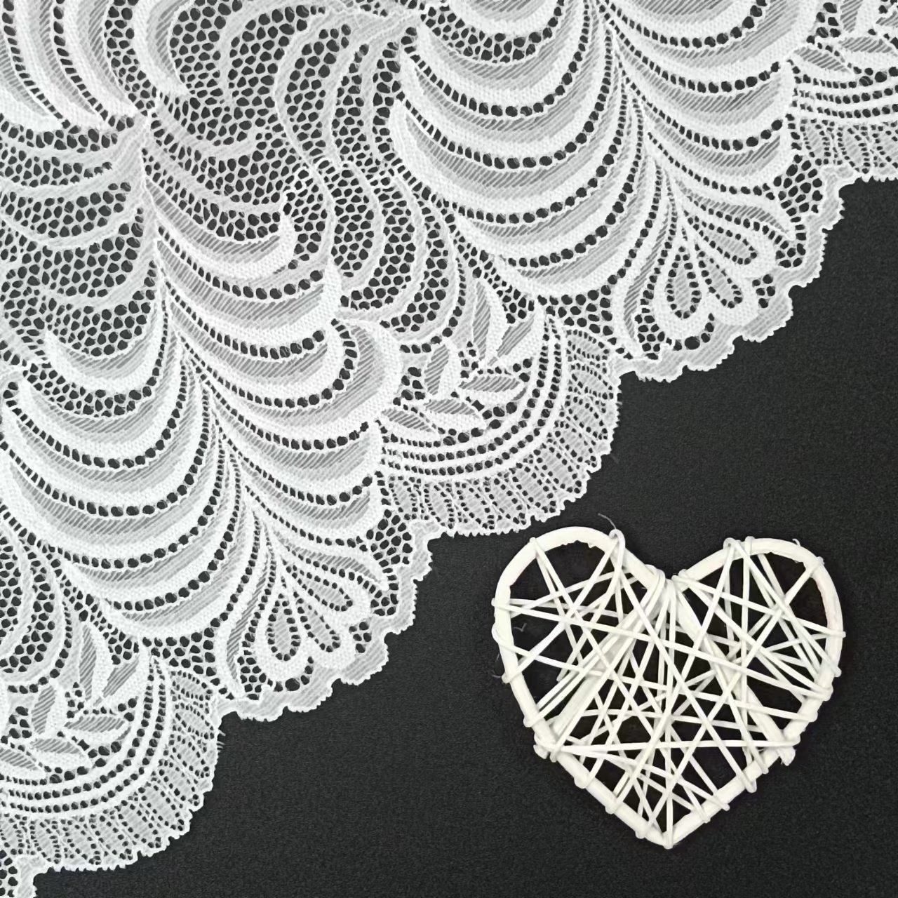 Hot Sale White Lace Trim Border Voile Nylon Spandex Lace Fabrics Roll Knitted Elastic Lace Trim for Women's Bra accessoris