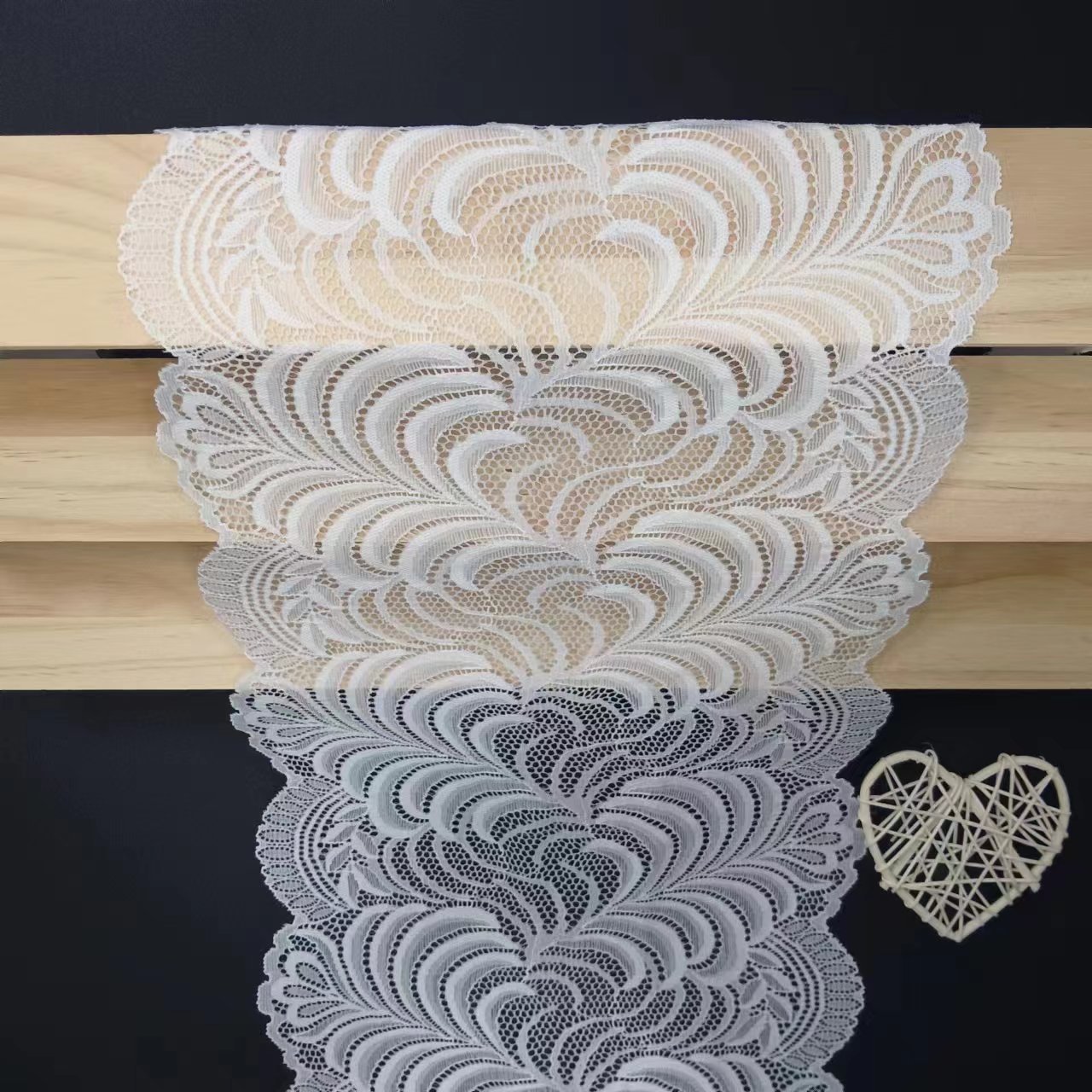Hot Sale White Lace Trim Border Voile Nylon Spandex Lace Fabrics Roll Knitted Elastic Lace Trim for Women's Bra accessoris