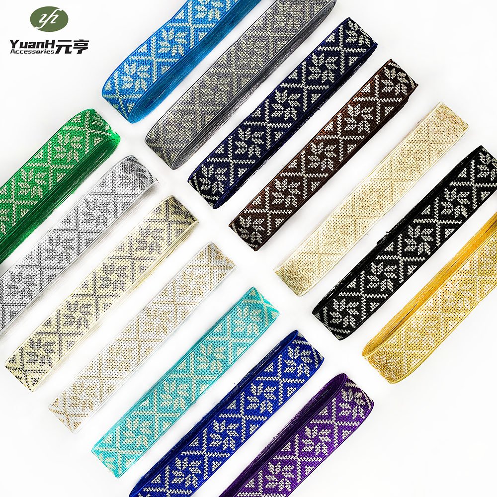 4cm narrow embroidery trimming polyester jacquard webbing ribbon for African DIY garment accessory