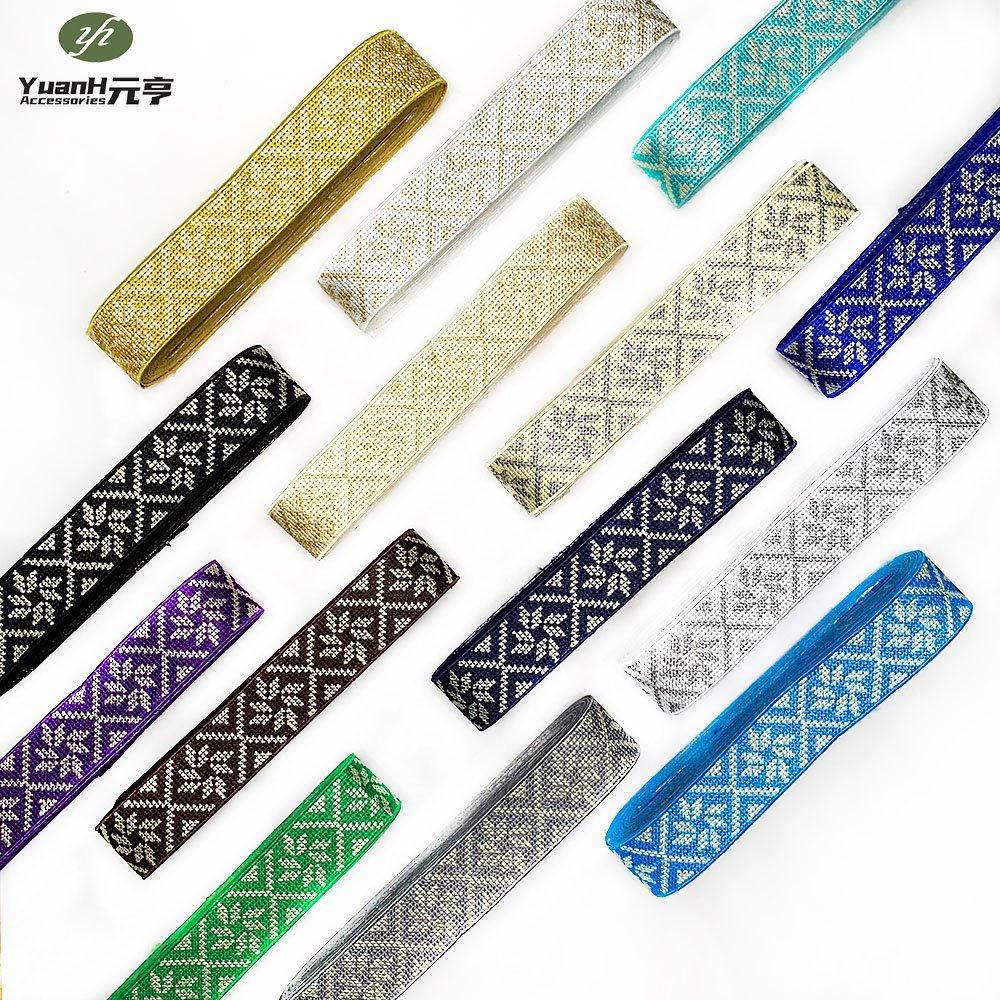 4cm narrow embroidery trimming polyester jacquard webbing ribbon for African DIY garment accessory