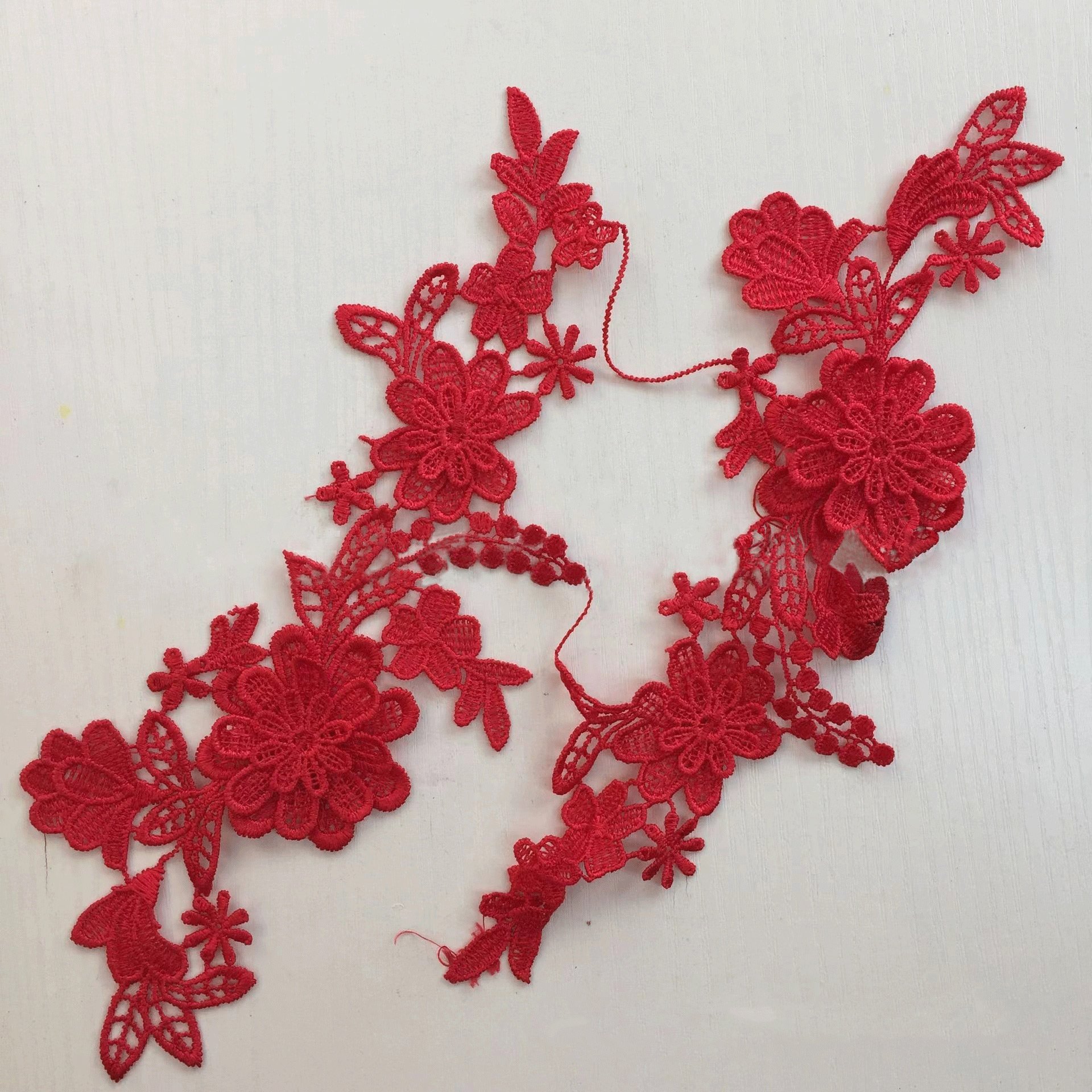 High Quality 3D Embroidered Flower Guipure Lace Fabric Width Colorful Lady Dress & Clothing Trim 3D Embroidery Trim XY001