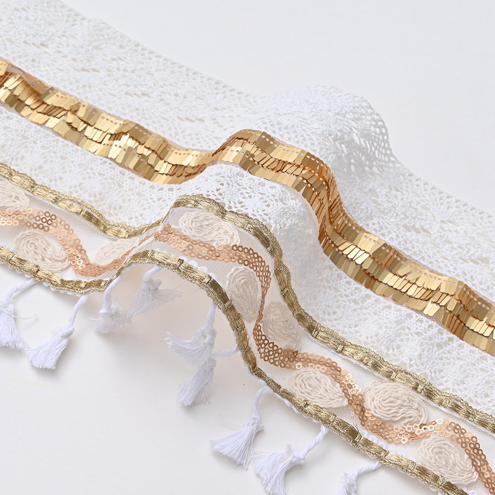 Hot Sale Crocheted Lace Trim Unique Raw Cotton Lace Trim Tassel Fringe Trim Crocheted