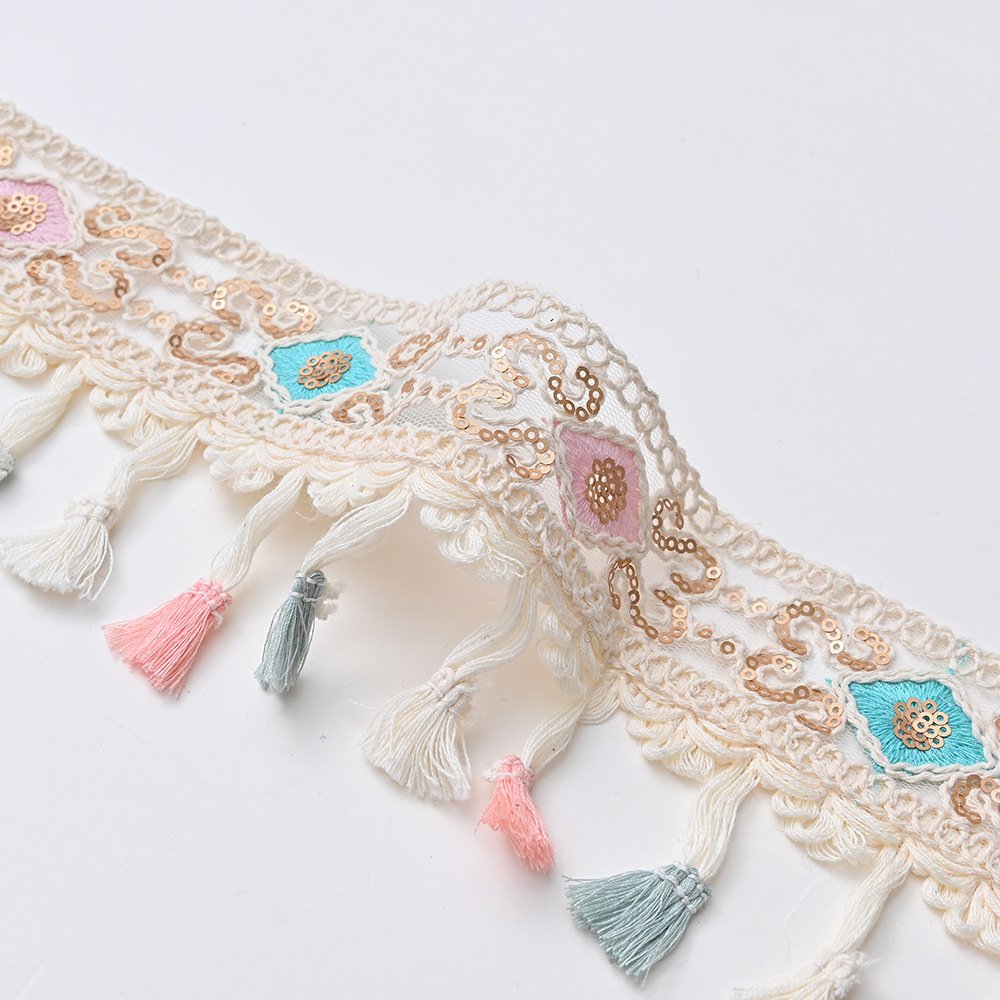 Hot Sale Crocheted Lace Trim Unique Raw Cotton Lace Trim Tassel Fringe Trim Crocheted