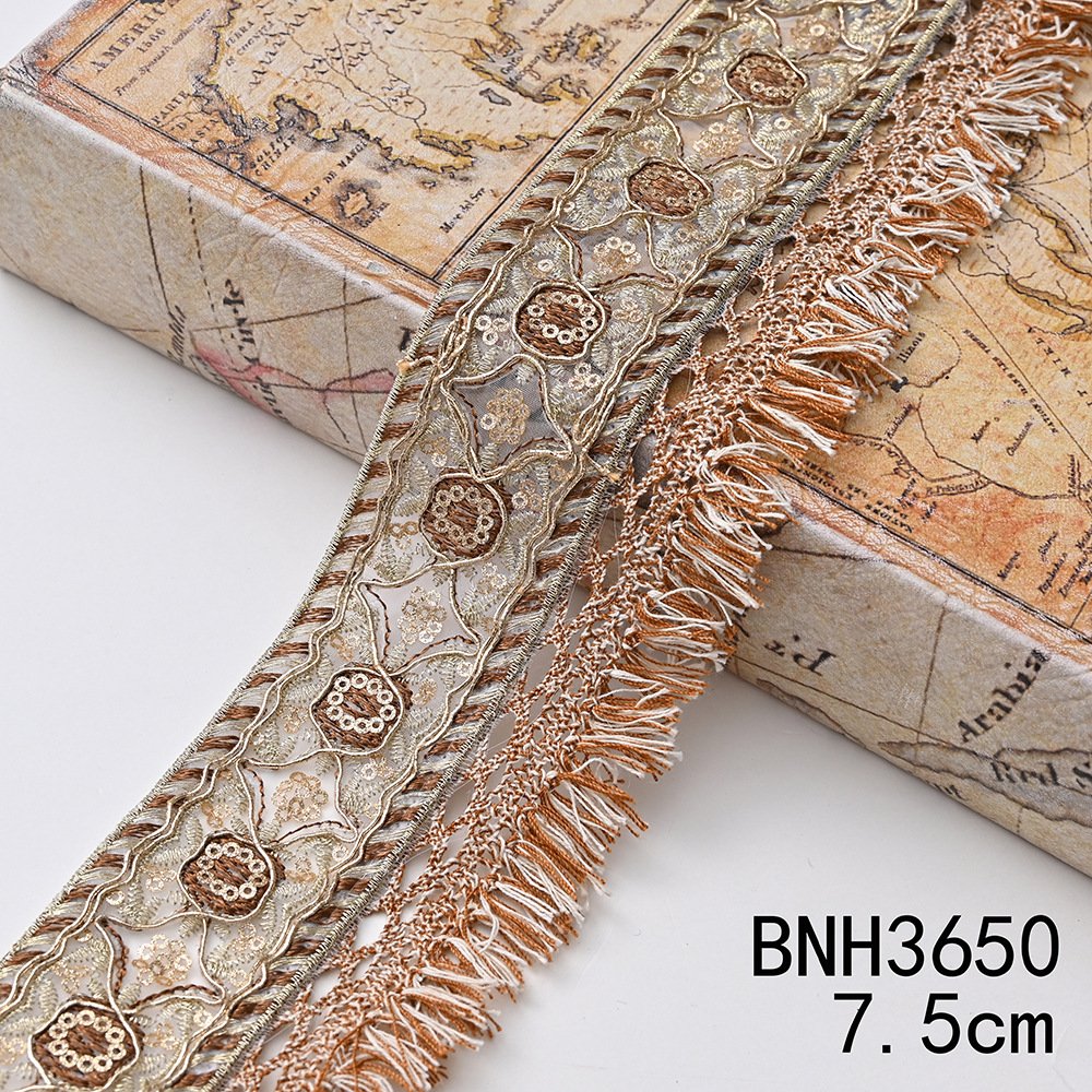 Hot Sale Crocheted Lace Trim Unique Raw Cotton Lace Trim Tassel Fringe Trim Crocheted