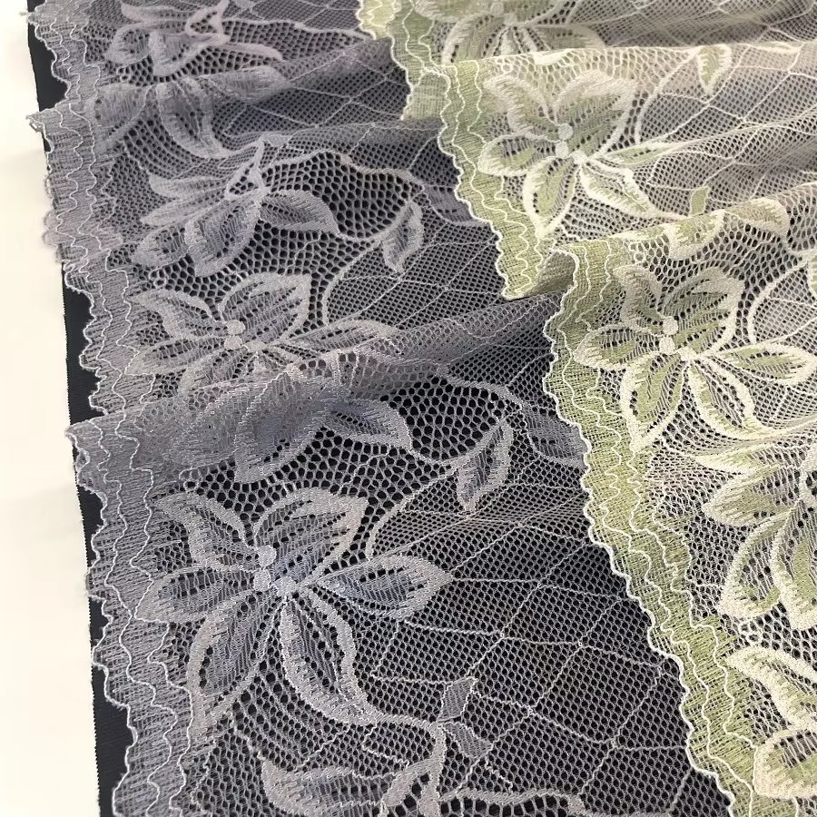 Classic Floral Stretch Lace Fabric 24cm Wide Elastic Spandex Nylon Lace Trim for Lingerie Bra Dress