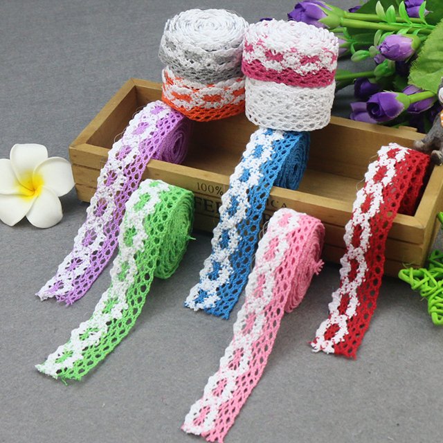 Wholesale Colorful French Bridal Crocheted Polyester Cotton Embroidery Elastic Guipure Lace Trim Ribbons