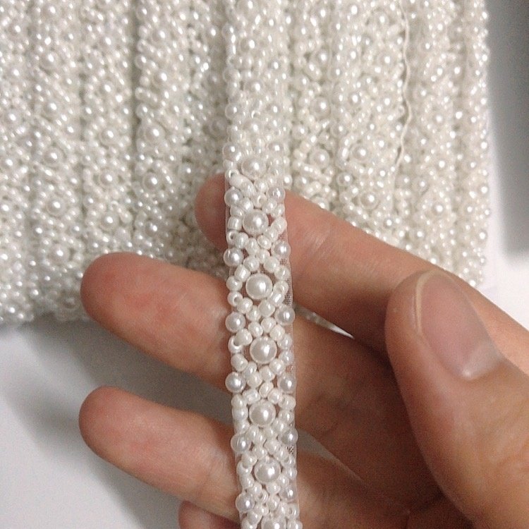 Handmade DIY accessories pearls beaded embroidery lace trimmings multi colors LT2362B