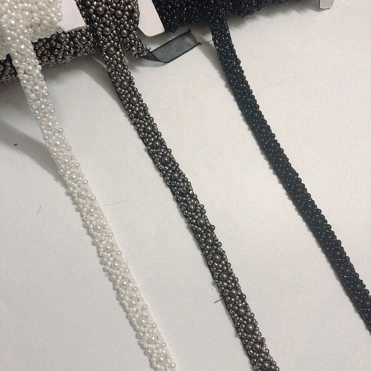 Handmade DIY accessories pearls beaded embroidery lace trimmings multi colors LT2362B