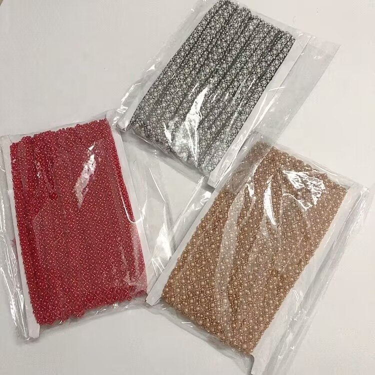 Handmade DIY accessories pearls beaded embroidery lace trimmings multi colors LT2362B