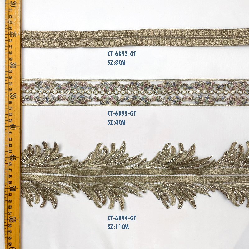 Golden Lace Trim Insta Fashion Green Wedding Dress Trims Lace OEM Factory Lace Trim