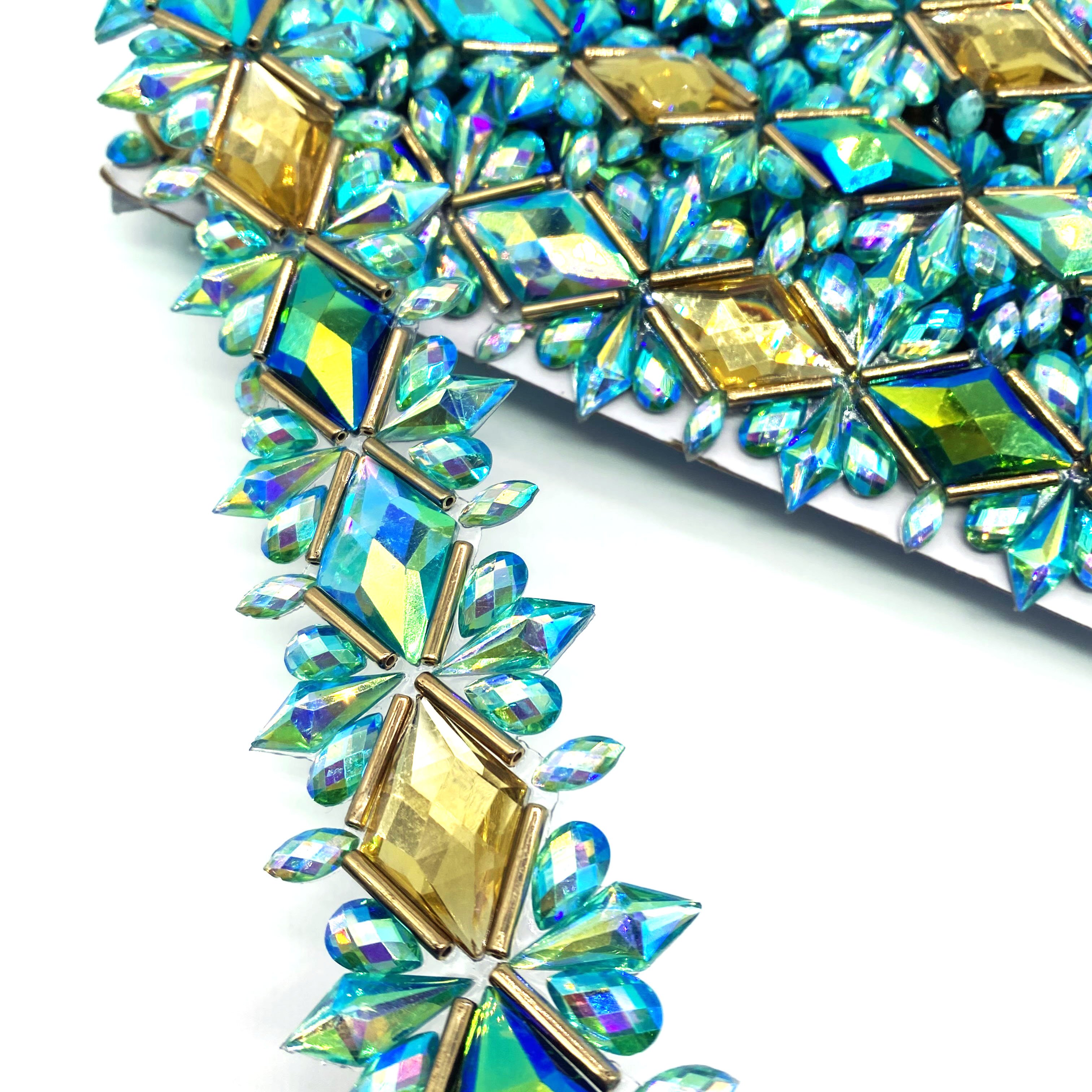 AB Resin Rhinestone Trim Gel Back Carnival Costumes Decorative Trimming for Shoes Garments Bags Home Textiles