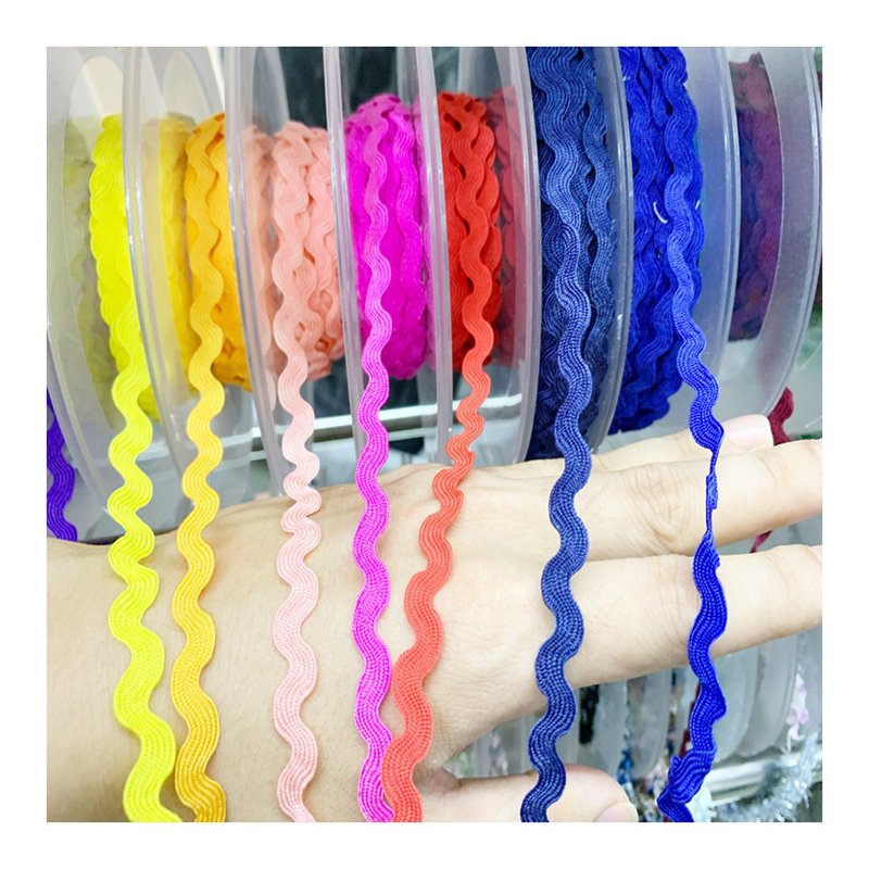 Hot sale Polyester Flat Cotton S shape ricrac trim ribbon Braided Piping Drawstring Cord for Garment