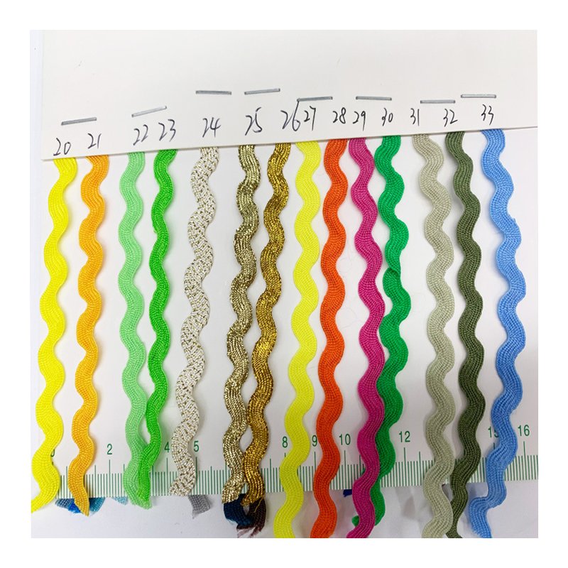 Hot sale Polyester Flat Cotton S shape ricrac trim ribbon Braided Piping Drawstring Cord for Garment