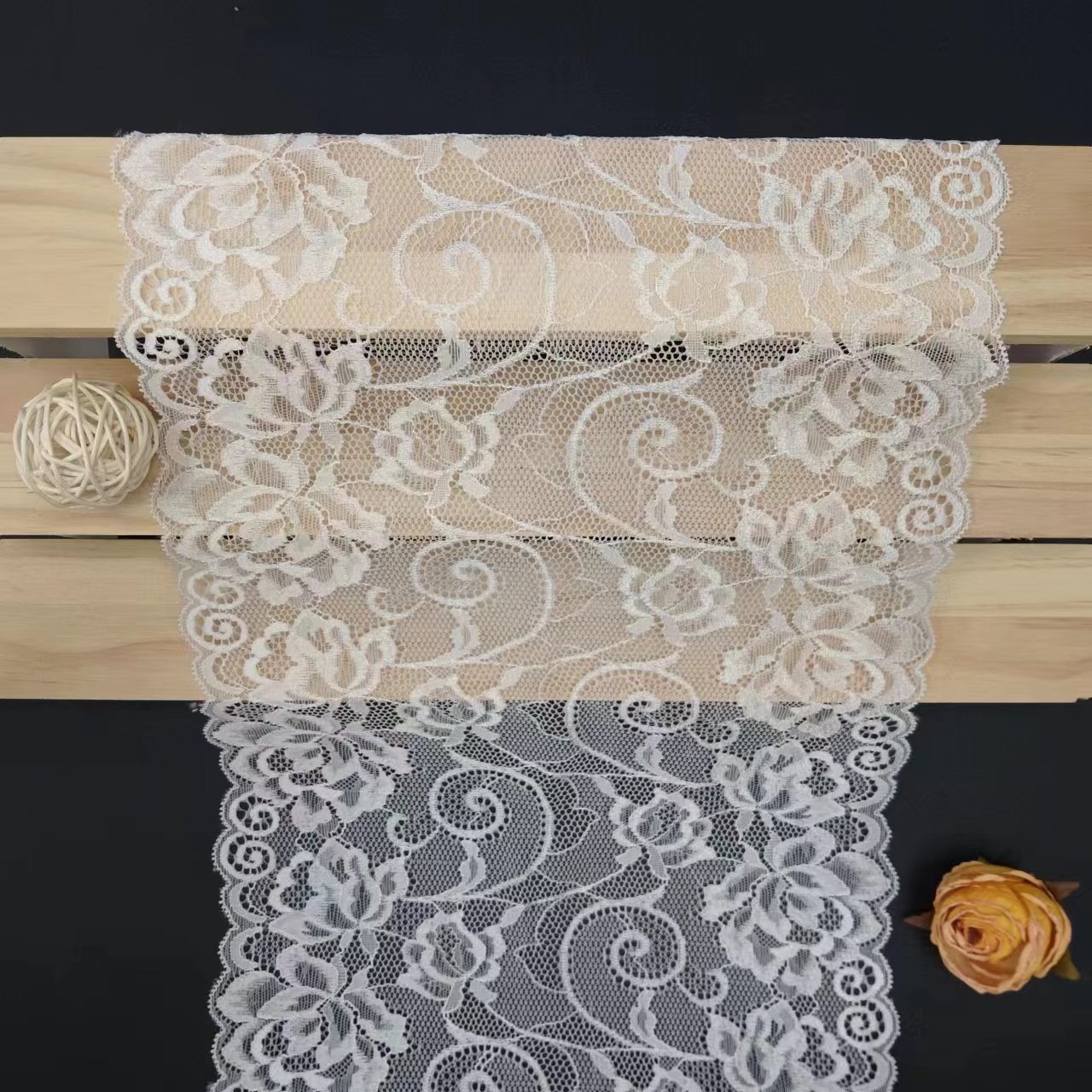 Modern Style White Voile Nylon Spandex Lace Fabrics Fancy Underwear Women Specialty Material Roll Knitted Lace Trim Elastic