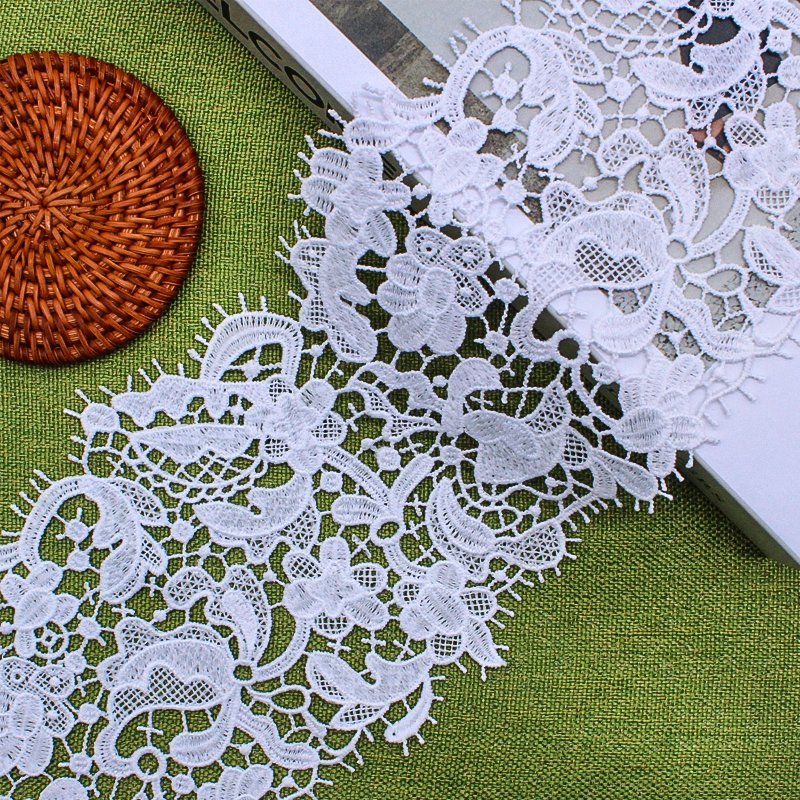 High Quality White Milk Silk Embroidered Lace Trim for Women's Wedding Dress & Tablecloth for Sewing Accessories
