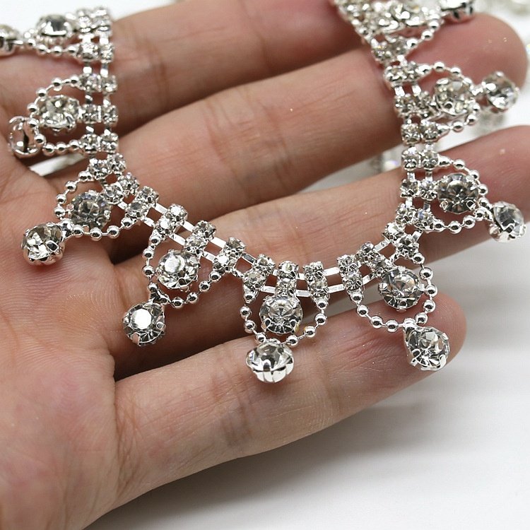 Wholesale Shiny fringe rhinestone tassel trim for clothes shoes pants decorative