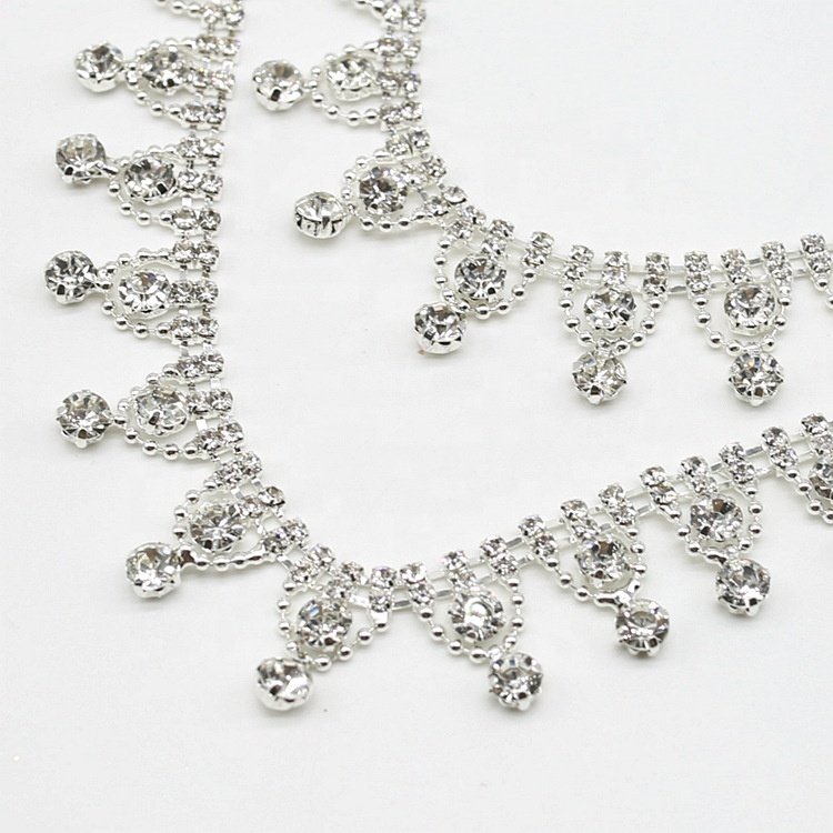 Wholesale Shiny fringe rhinestone tassel trim for clothes shoes pants decorative