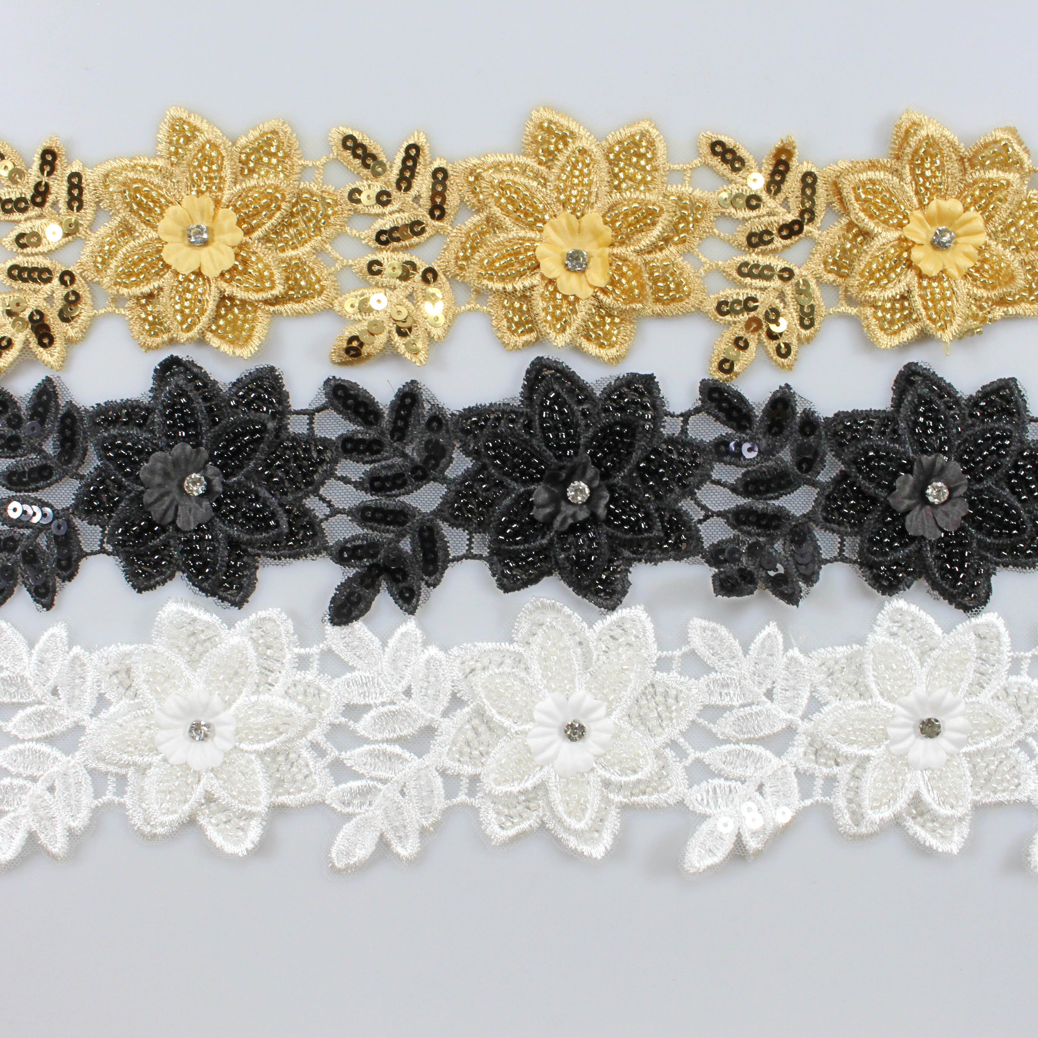 Hand-sewn beads lace handmade clothing accessories lace trim handmade beaded decorative accessories materials