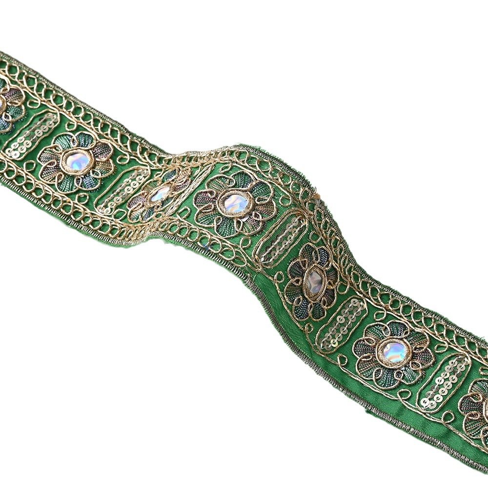 Factory Supply Classical Rope Thread Traditional Embroidery Lace Trim Flower Gold Silver Trim