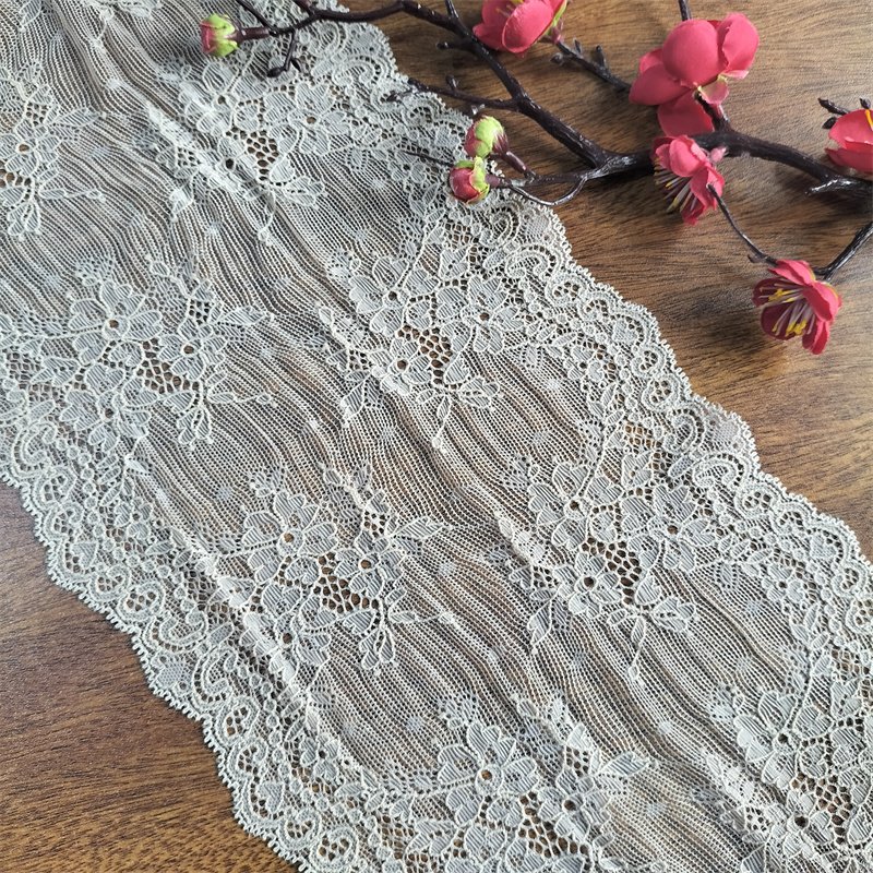 E1975 17cm Stretch Elastic Lace Trim,Black Floral Lace Fabric Elastic Lace Ribbons for Crafts and Gift Wrapping Decorating