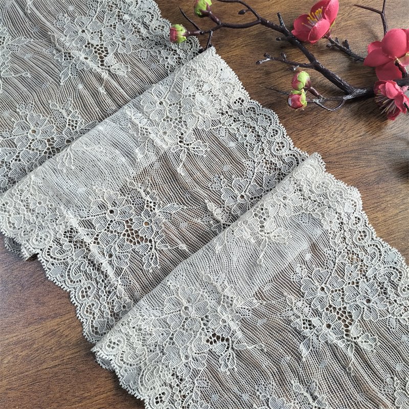 E1975 17cm Stretch Elastic Lace Trim,Black Floral Lace Fabric Elastic Lace Ribbons for Crafts and Gift Wrapping Decorating