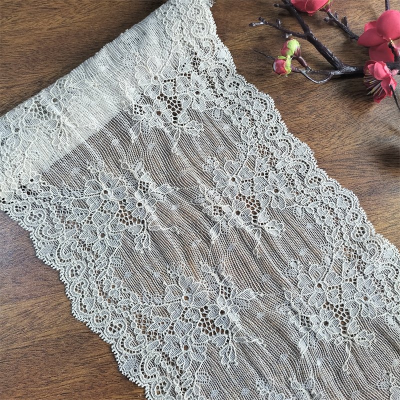 E1975 17cm Stretch Elastic Lace Trim,Black Floral Lace Fabric Elastic Lace Ribbons for Crafts and Gift Wrapping Decorating