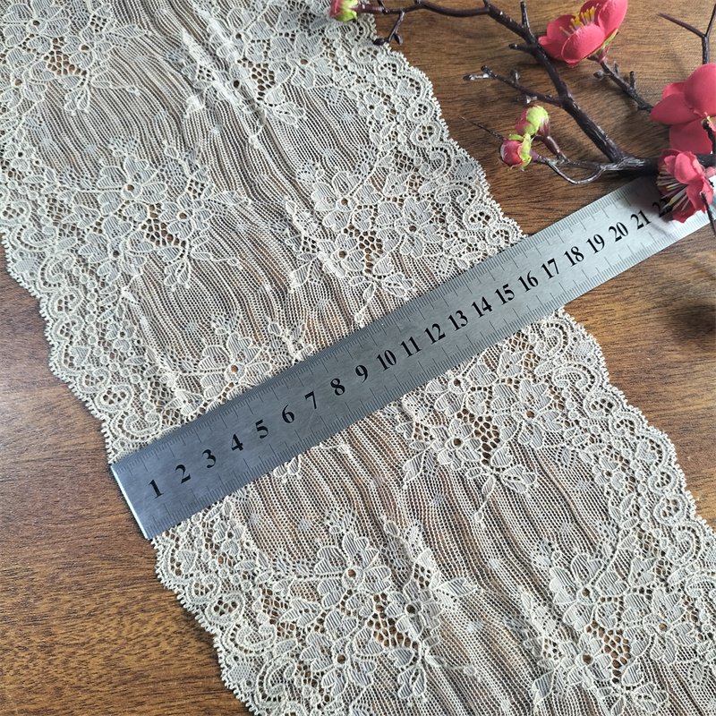 E1975 17cm Stretch Elastic Lace Trim,Black Floral Lace Fabric Elastic Lace Ribbons for Crafts and Gift Wrapping Decorating