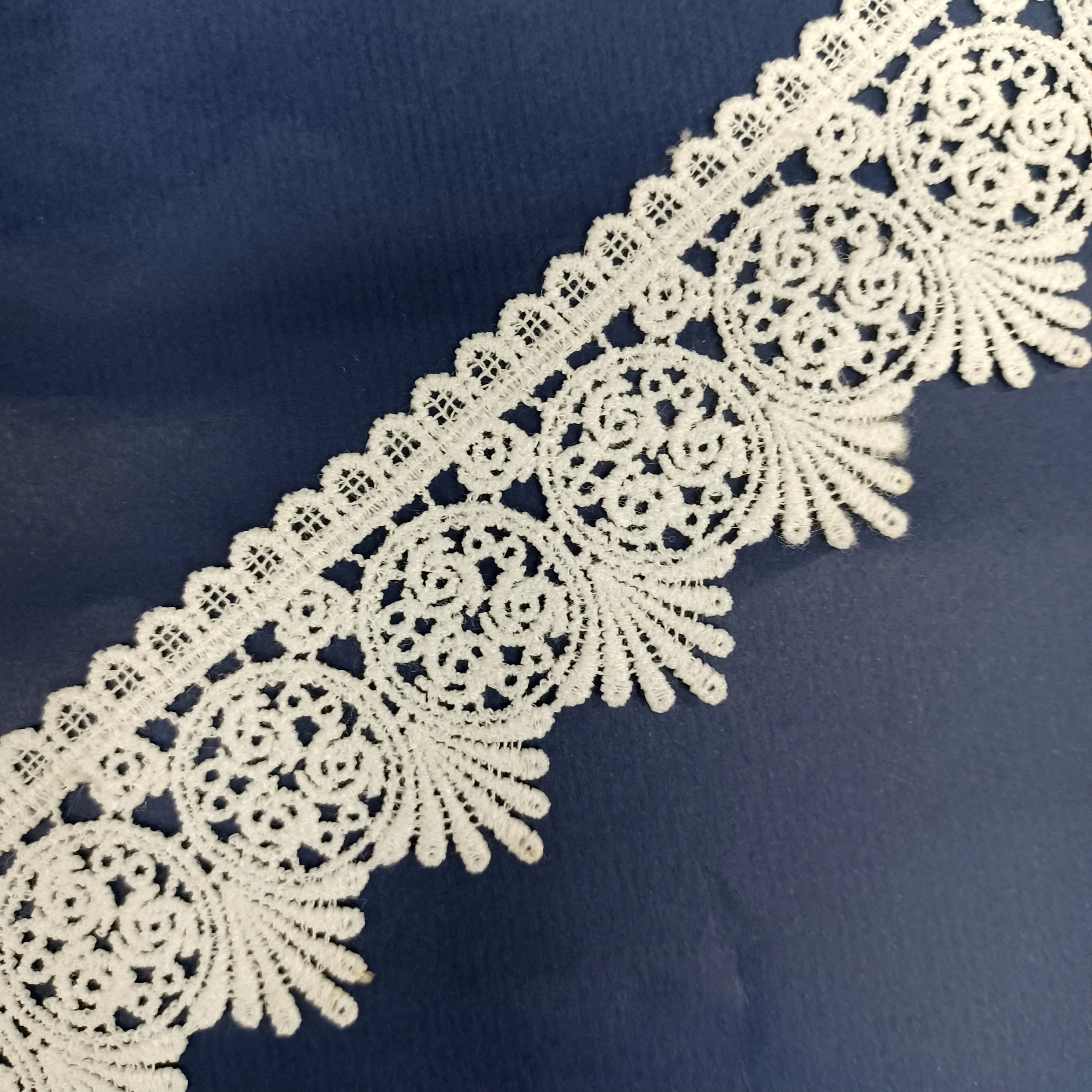 Hot sale 50 mm white cord embroidery lace trim