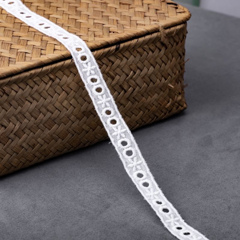 Fancy Embroidery Trim Ribbon Cotton Webbing Water Soluble French Border embroidered lace Trim