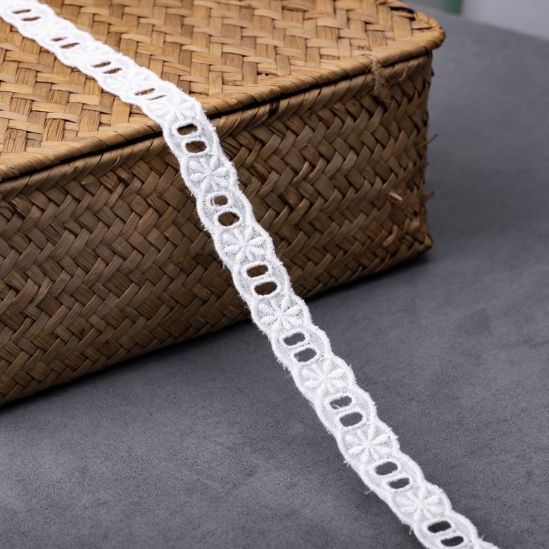 Fancy Embroidery Trim Ribbon Cotton Webbing Water Soluble French Border embroidered lace Trim