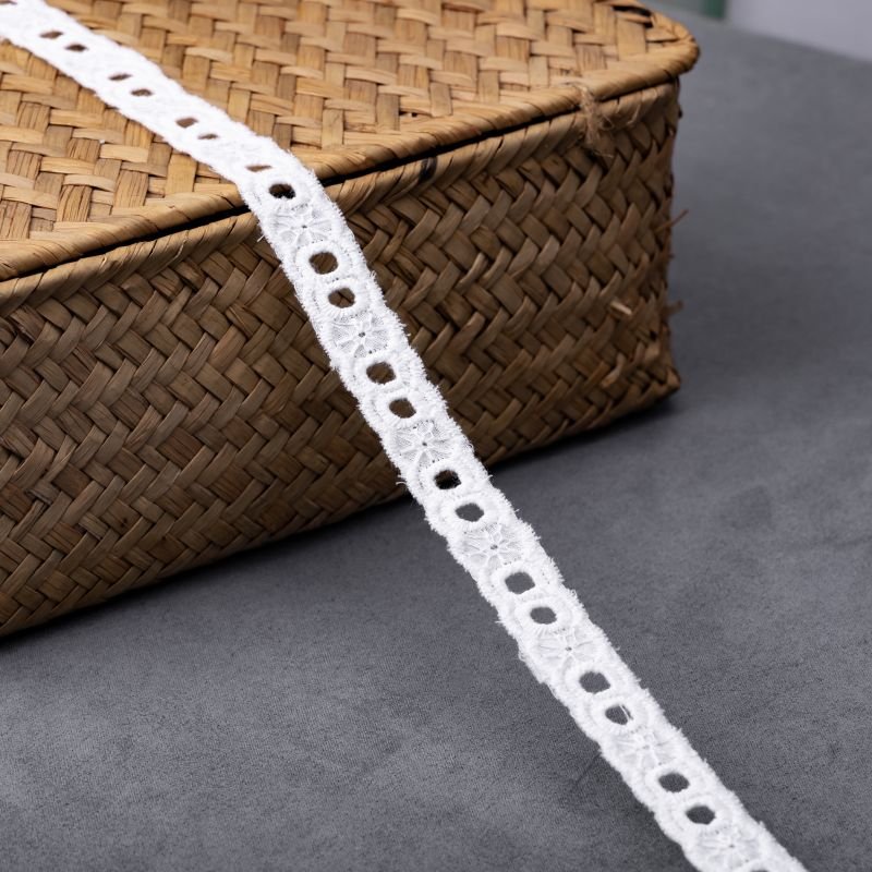 Fancy Embroidery Trim Ribbon Cotton Webbing Water Soluble French Border embroidered lace Trim