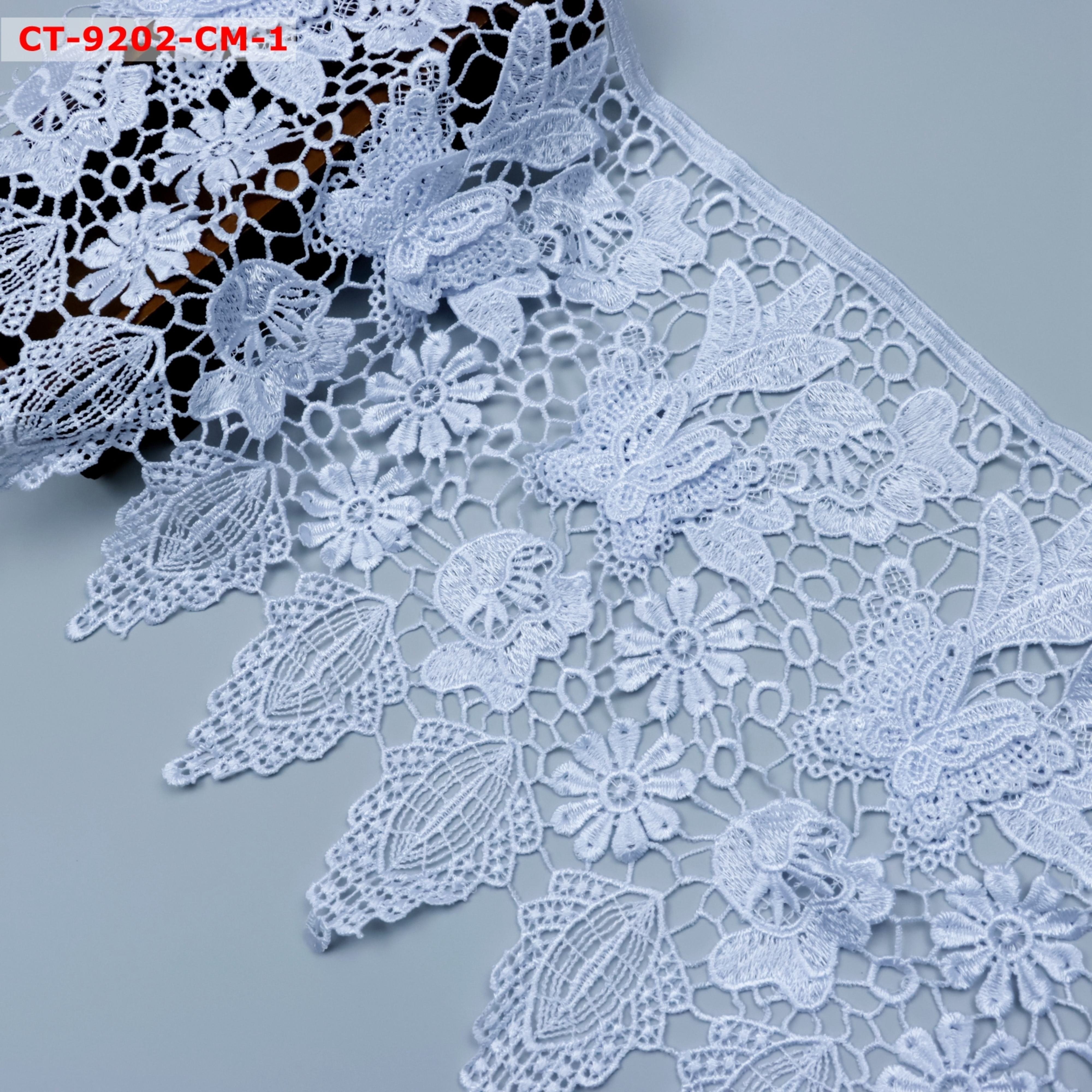 Wholesale OEM 25cm Embroidered Lace Trim Cotton and Polyester Guipure Milk Yarn Ribete de Encaje for Decoration
