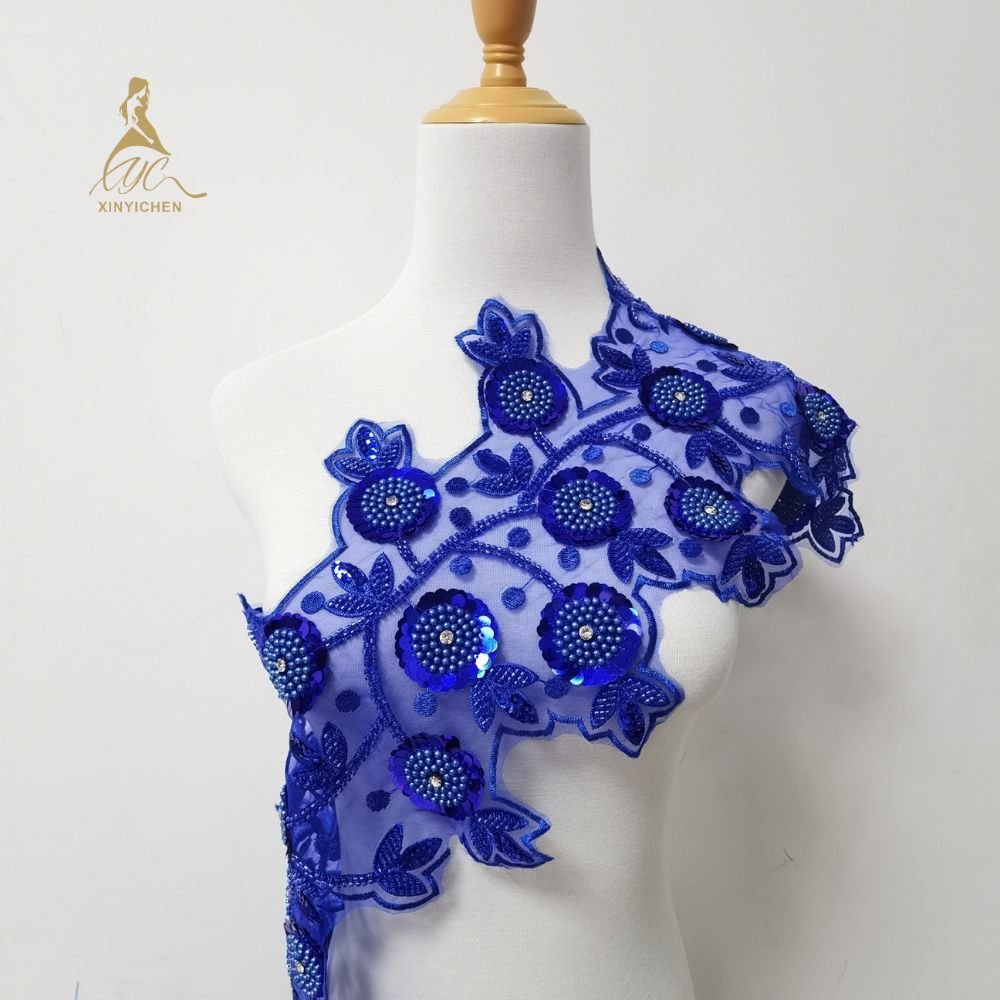 Decorative Flower Lace Applique And Trim Embroidery Beaded Sequined Lace Trim Pearl Beaded Trim