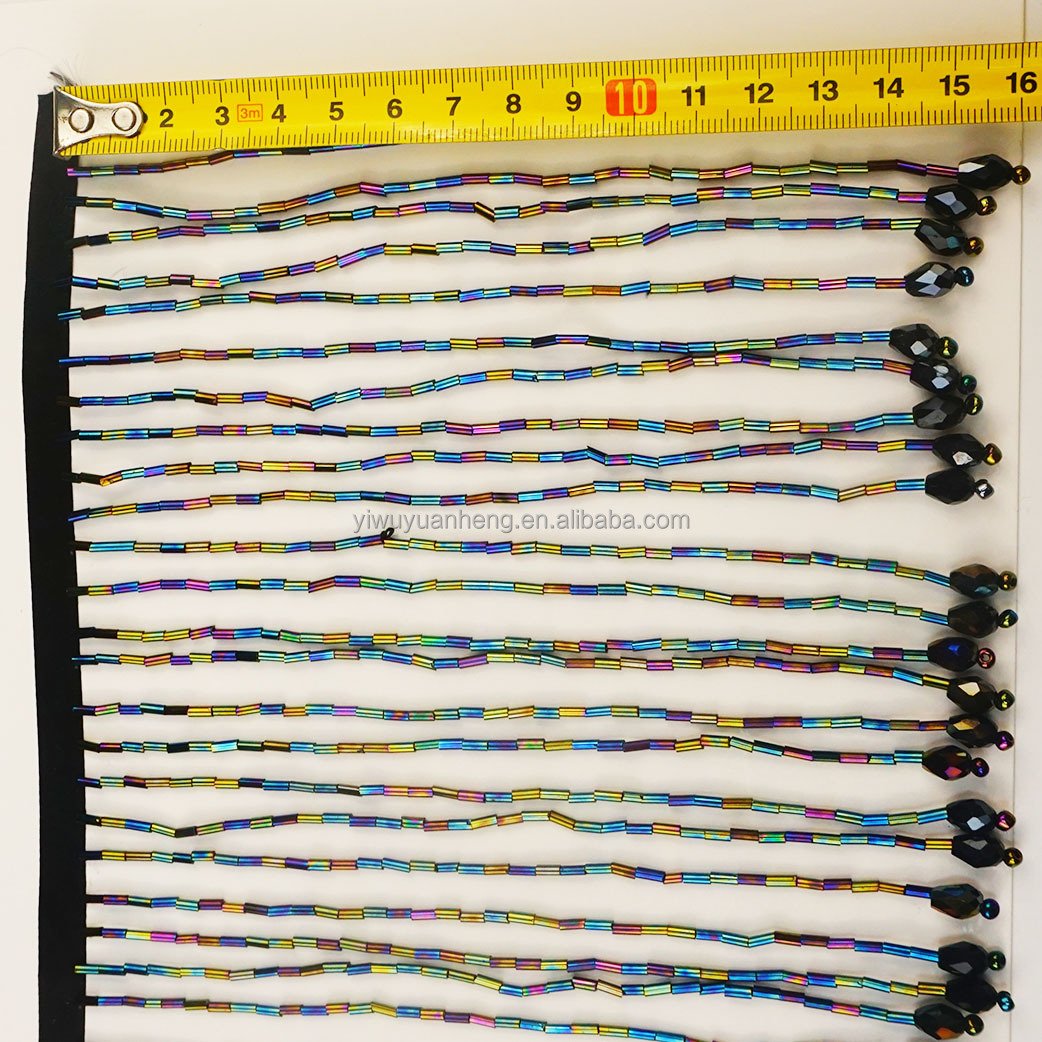 Handmade 16cm heavy sag beading waterdrop tube crystal tassel webbing lace ribbon bead pipe fringe trim