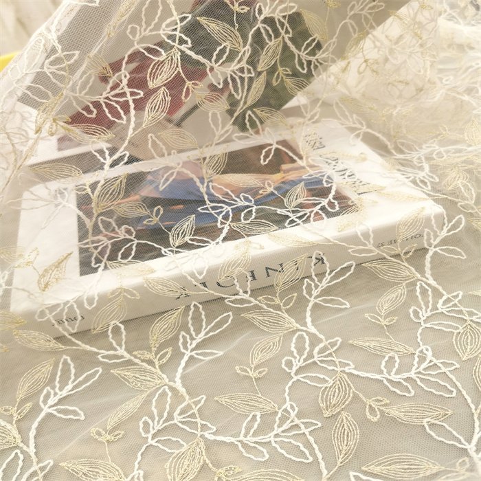 New design is mesh sheer fabric with floral embroidery lace decorate women's dresses wedding dressesand evening dresses