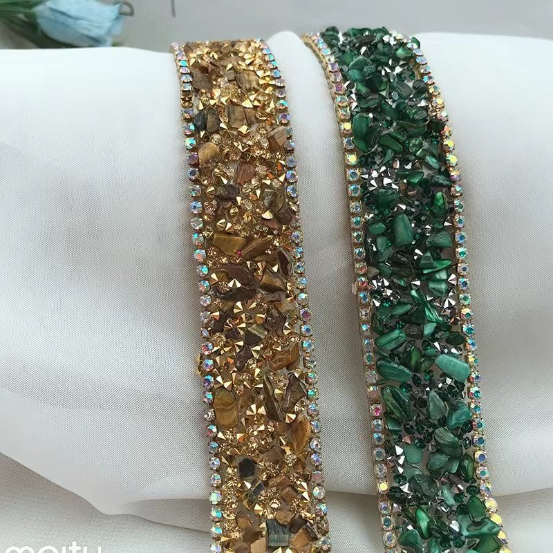 Bling Colorful Stones Mixed Rhinestone Chain Trimming For Shoes Garment Etc