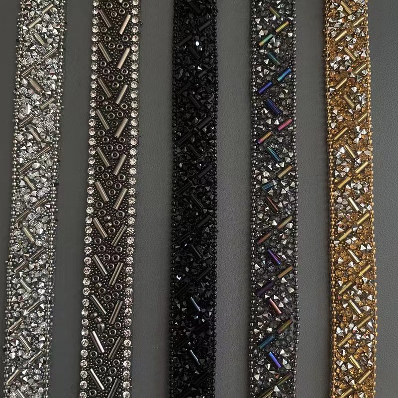 Bling Colorful Stones Mixed Rhinestone Chain Trimming For Shoes Garment Etc